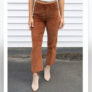 Grace & Lace Women's Brown Corduroy Crop Pants, Size 14